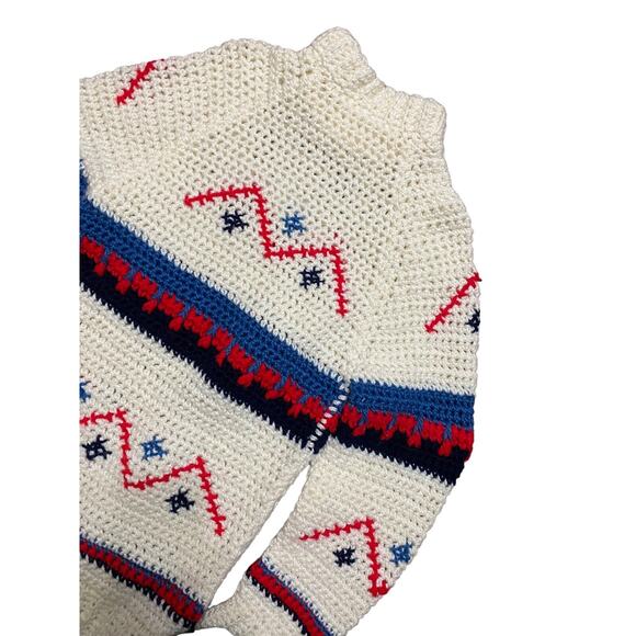 Vintage Handmade‎ Crochet Women’s Long Sweater Aztec Retro Boho READ - Picture 3 of 11
